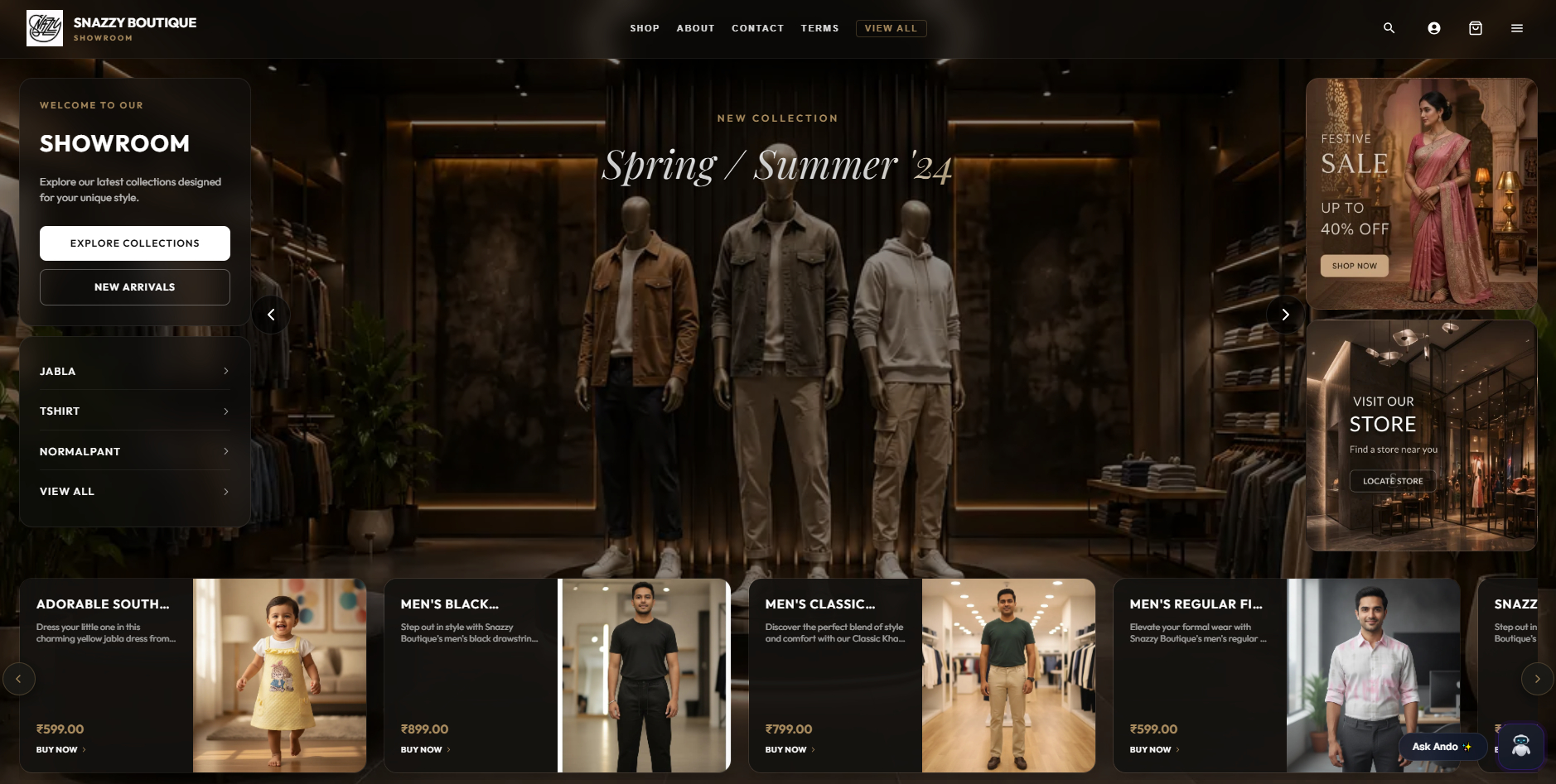 EasyFit AI Showroom storefront on a laptop screen