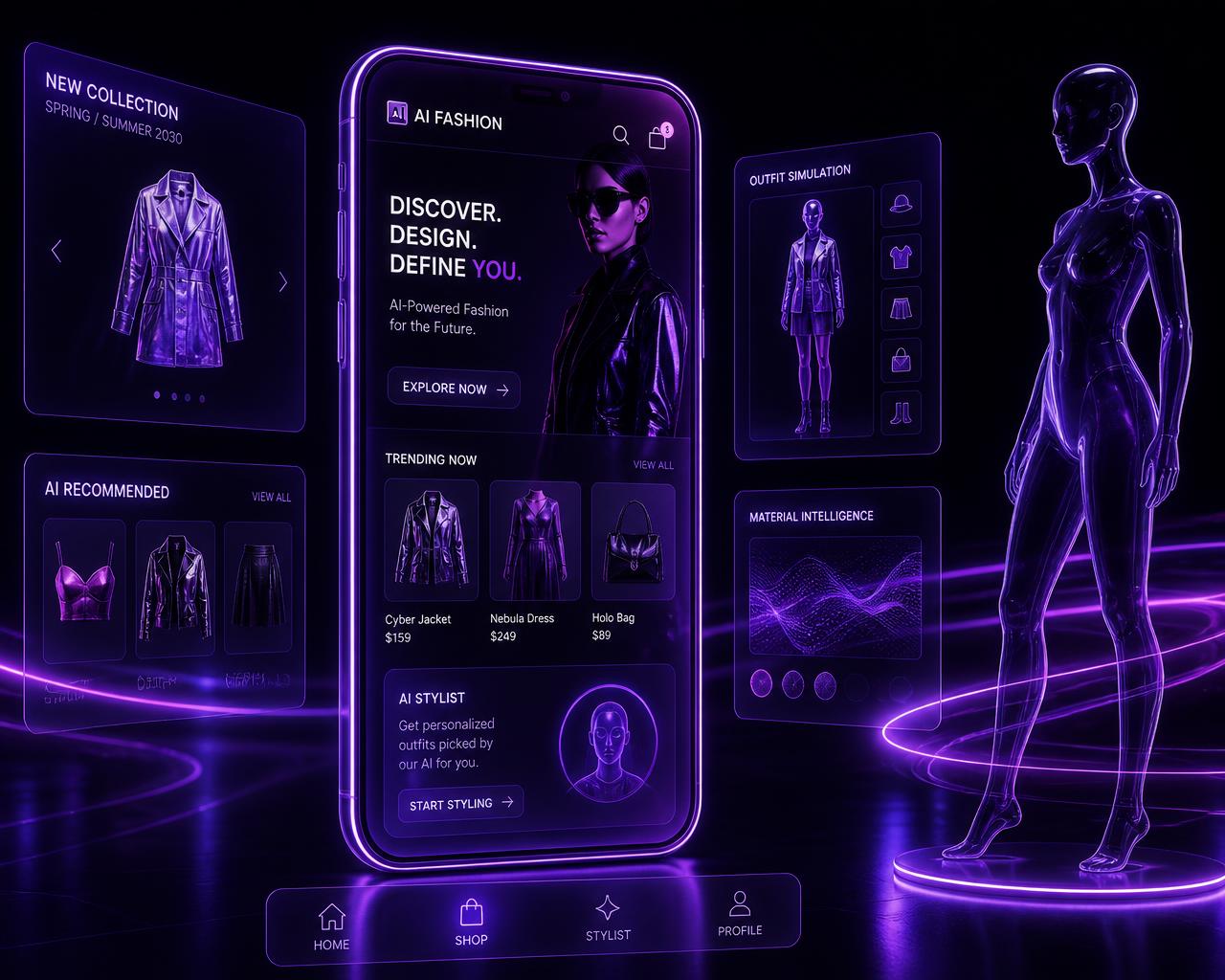 AI Showroom preview with AI trial room and product cards